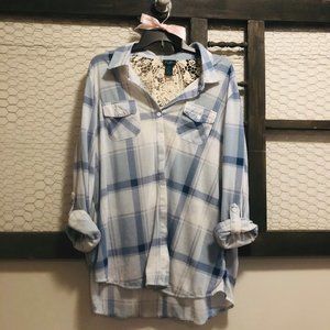 Rue21Blue Flannel with Lace